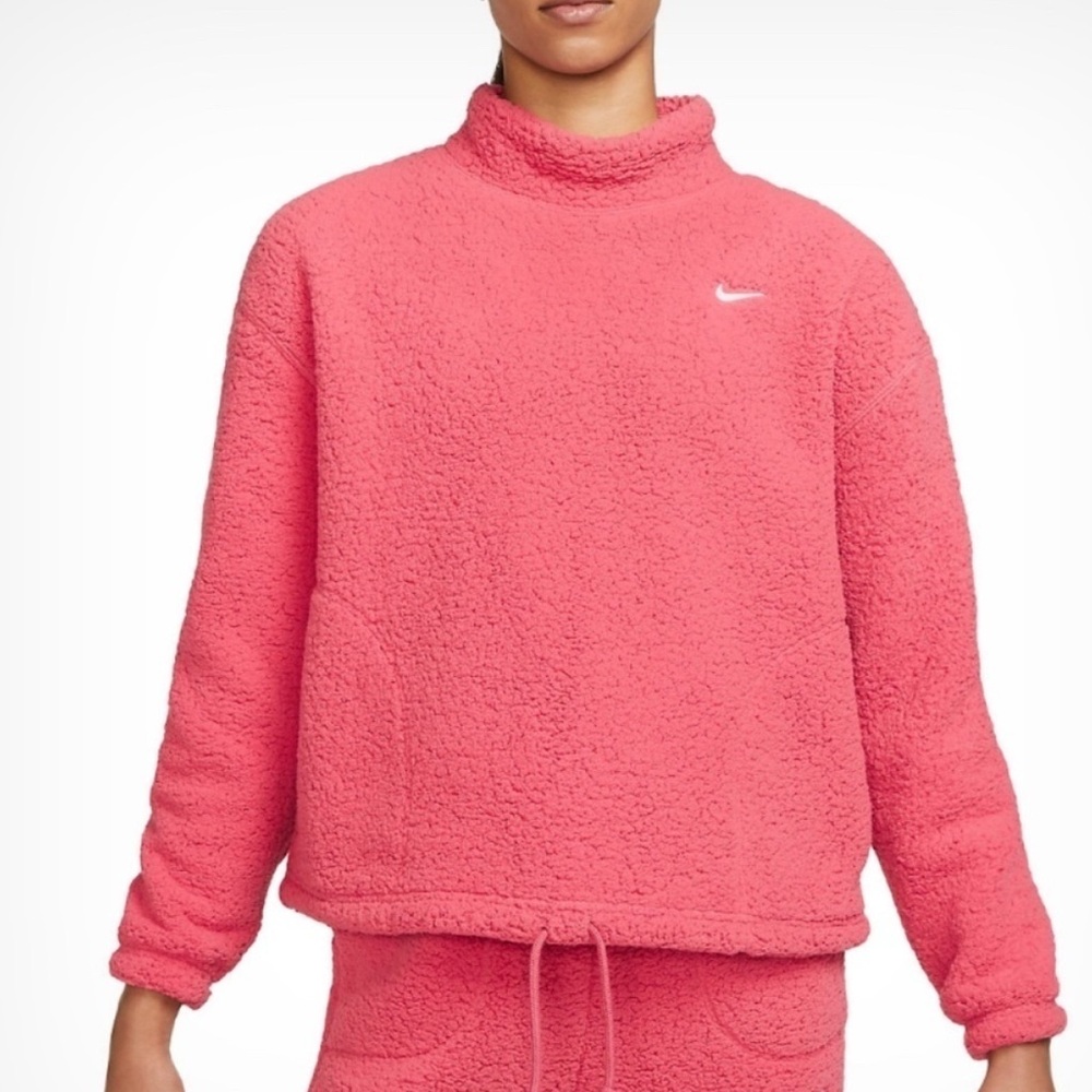 Nike Women's Cozy Pink Sherpa Turtleneck